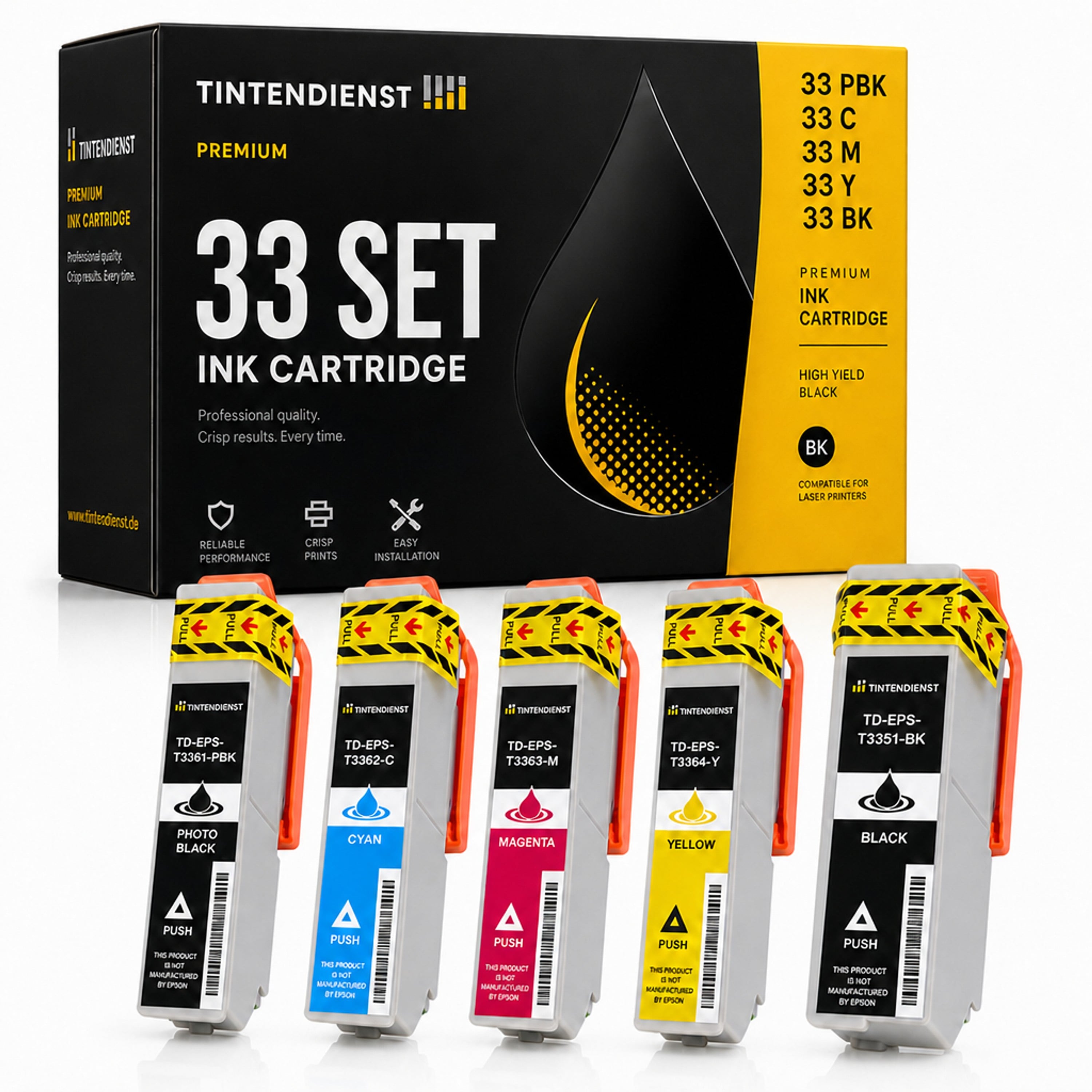 Set kompatibel zu Epson C13T33414010, 5 Patronen
