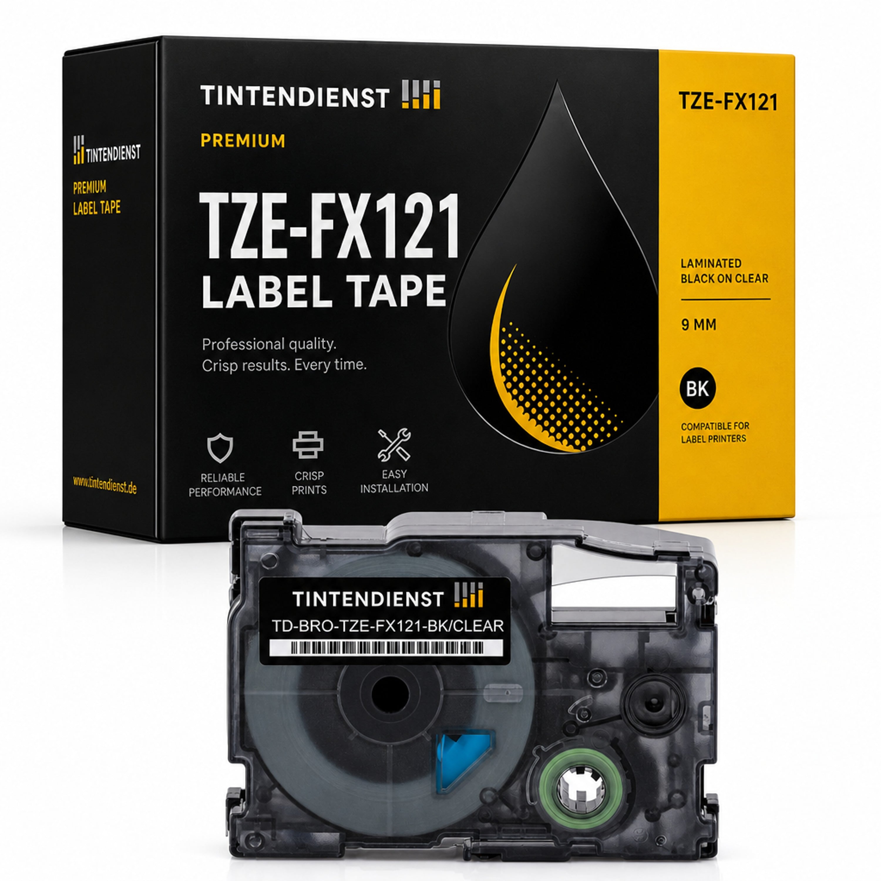 Schriftband kompatibel zu Brother TZE-FX121, schwarz auf transparent