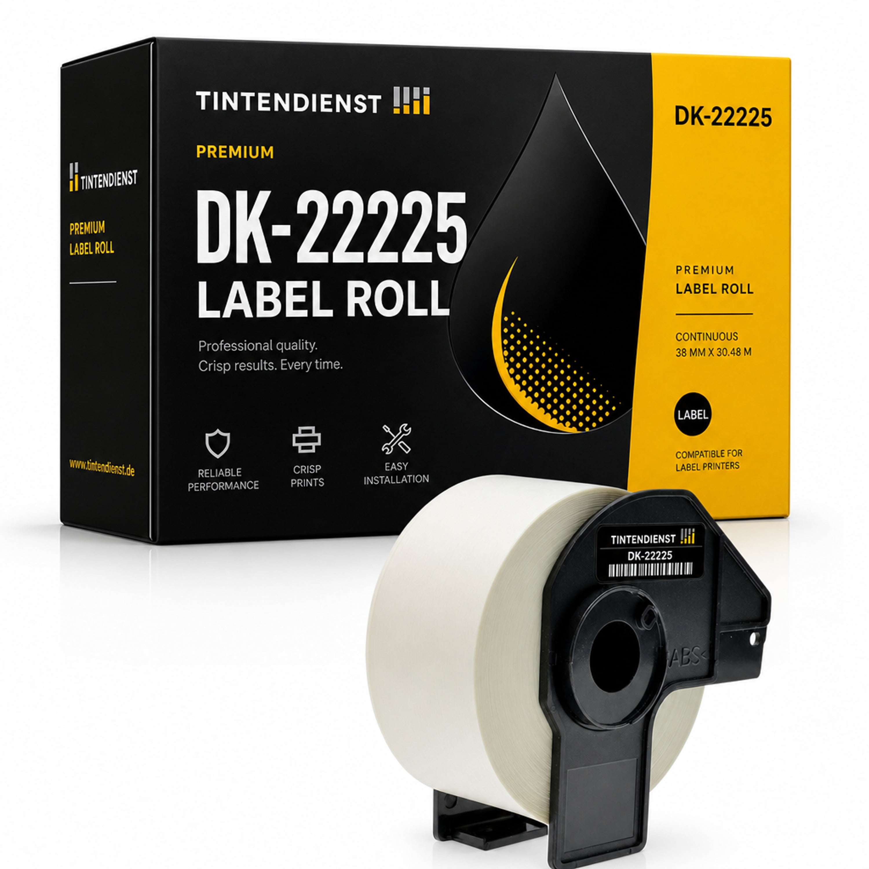 Etikett kompatibel zu Brother DK-22225, 38 mm x 30,48 m