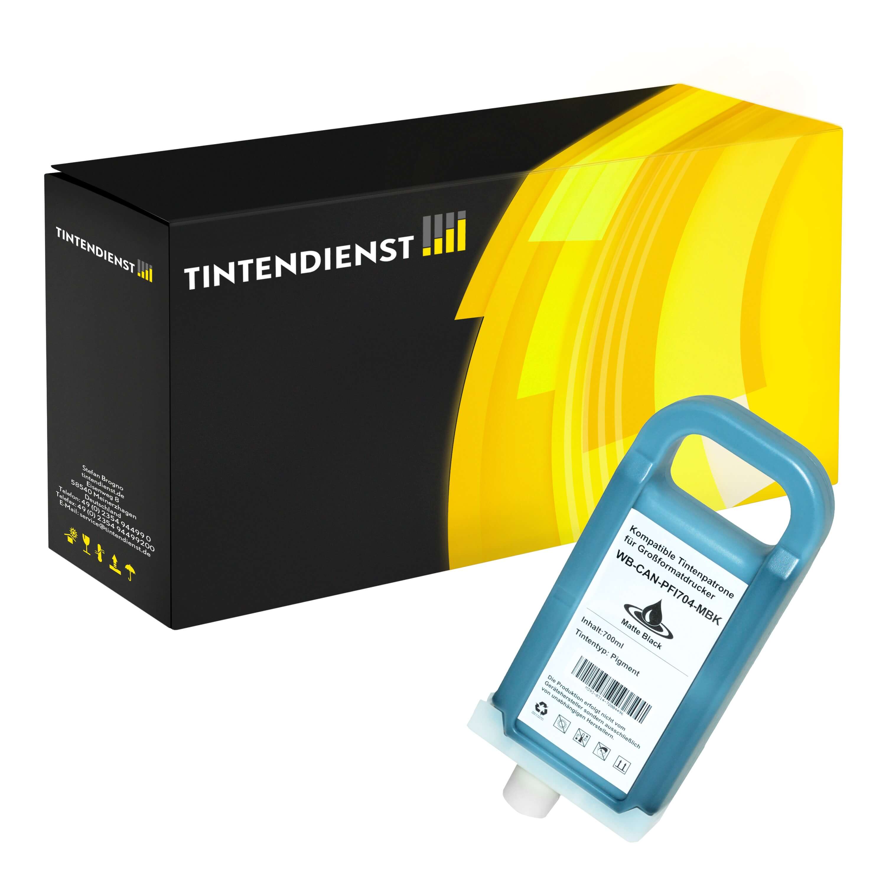 Tintendienst kompatibel für Canon Tintenpatrone 3860B005 / PFI-704MBK Matt Schwarz