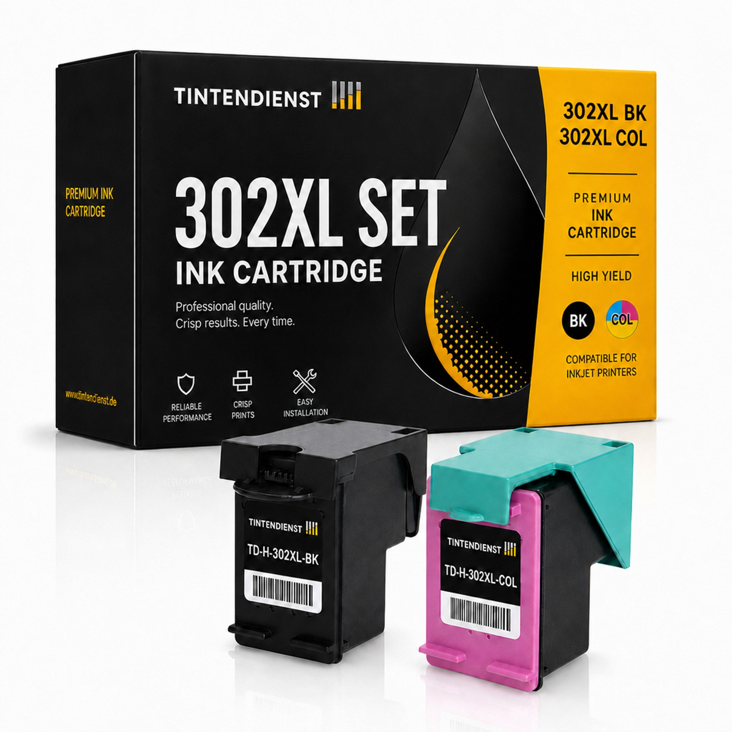 Set kompatibel zu HP 302XL Schwarz + Farbe, 2 Patronen